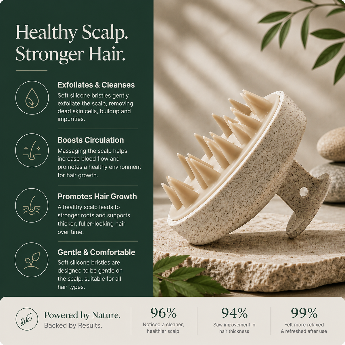 Soft Silicone Bamboo Scalp Brush